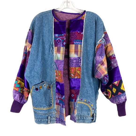 Jackets & Blazers - Vintage Patchwork One of a Kind Art Jean Jacket